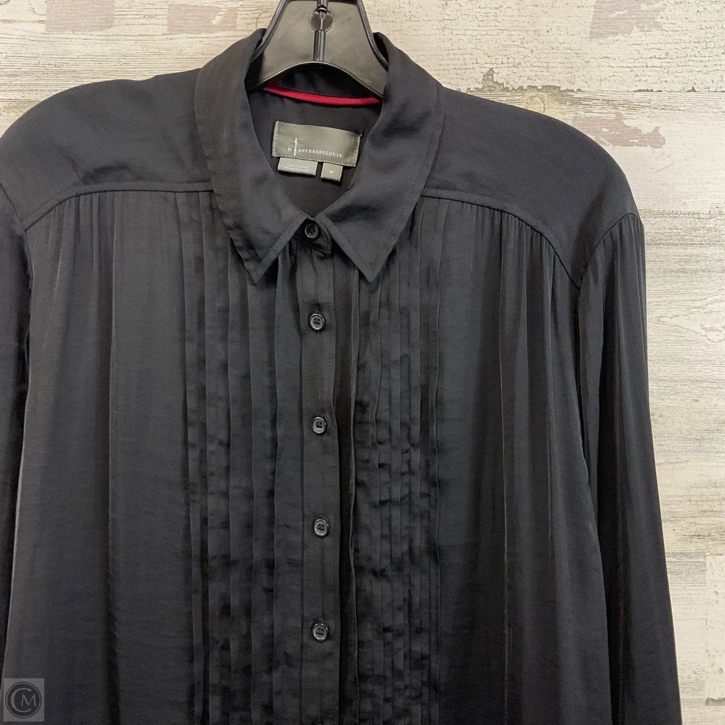 Blouse Long Sleeve By Anthropologie In Black, Size: M