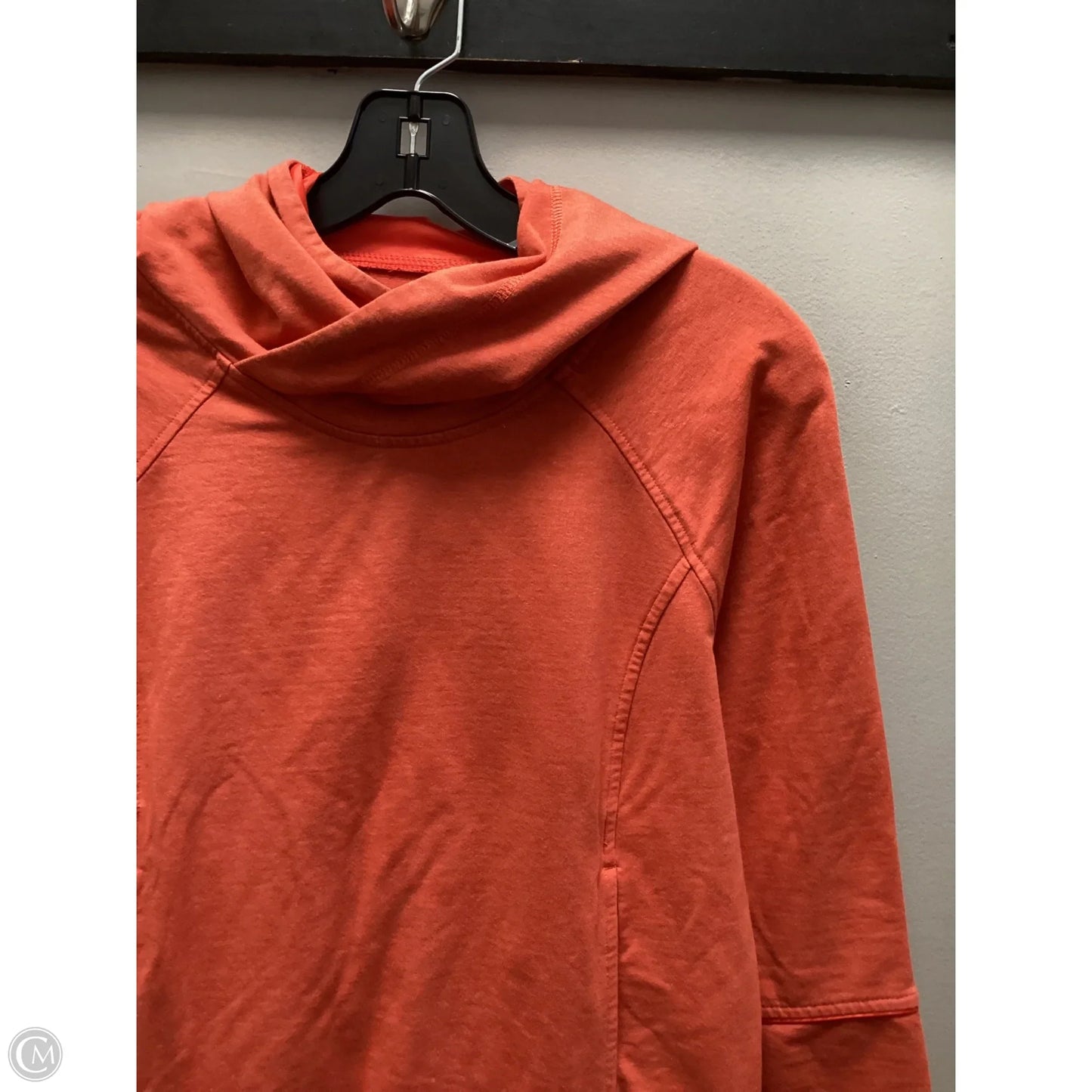 Athletic Top Long Sleeve Hoodie By Lululemon In Orange, Size: S