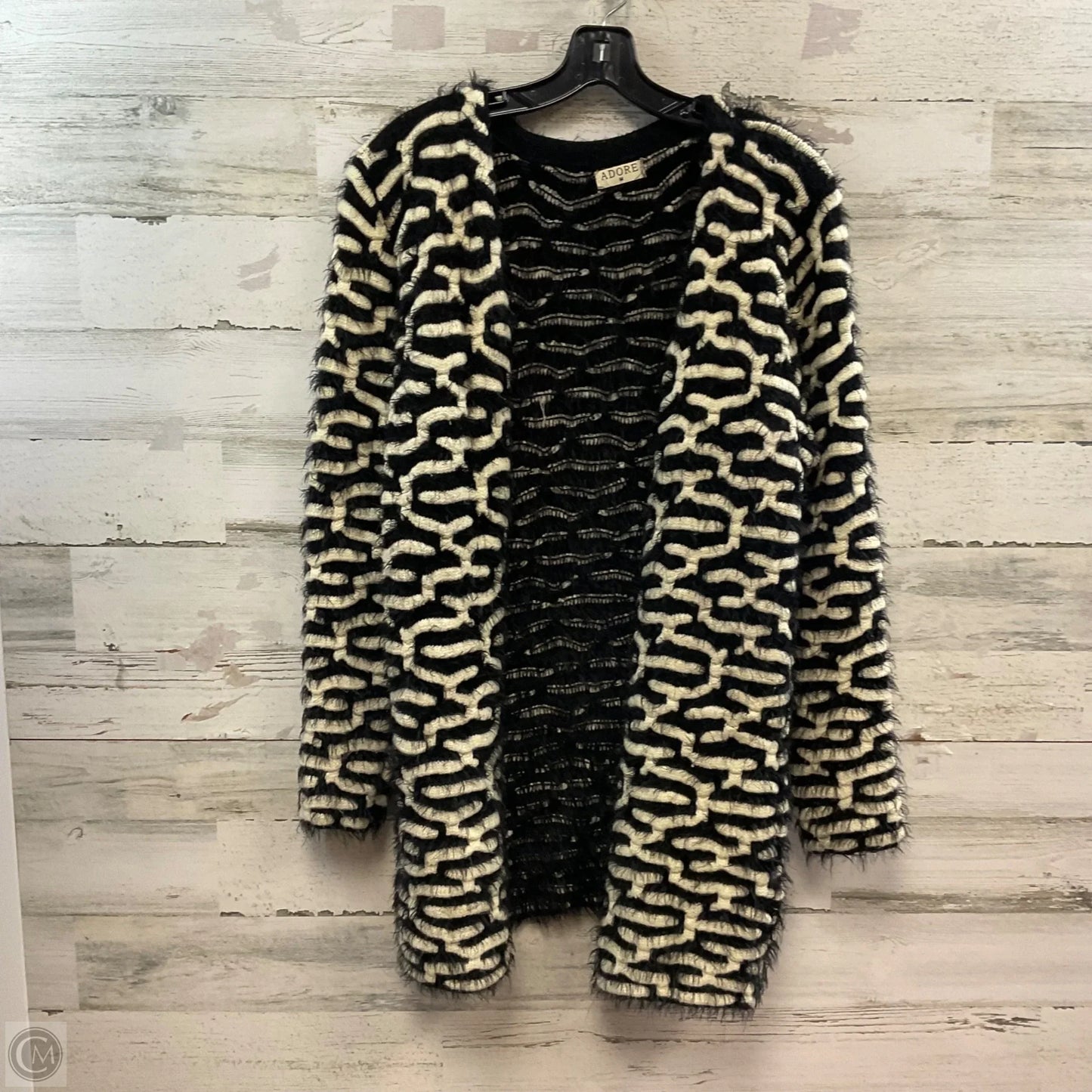 Sweater Cardigan By Adore In Black & Cream, Size: M