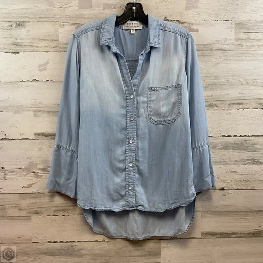 Blouse Long Sleeve By Cloth & Stone In Blue Denim, Size: M