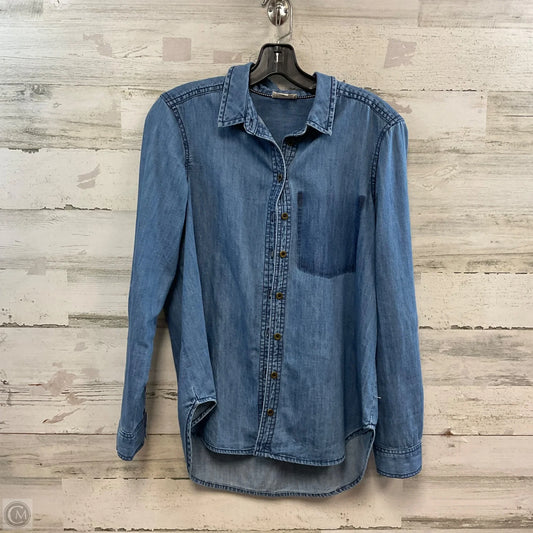Blouse Long Sleeve By Pilcro In Blue Denim, Size: Xs