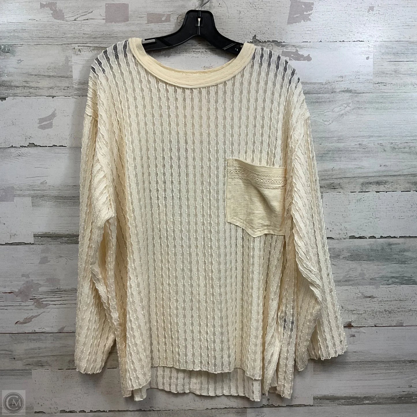 Top Long Sleeve By Pol In Cream, Size: M