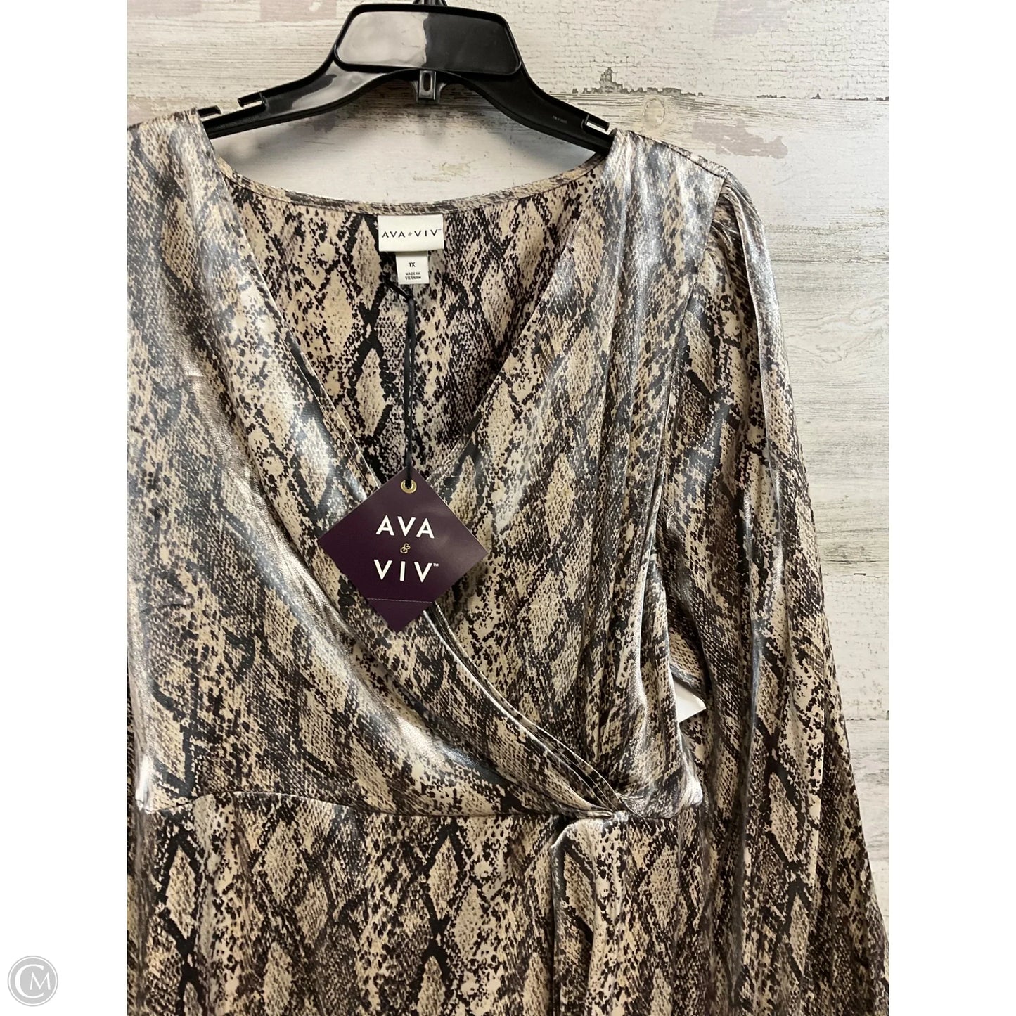 Dress Casual Short By Ava & Viv In Snakeskin Print, Size: 1x