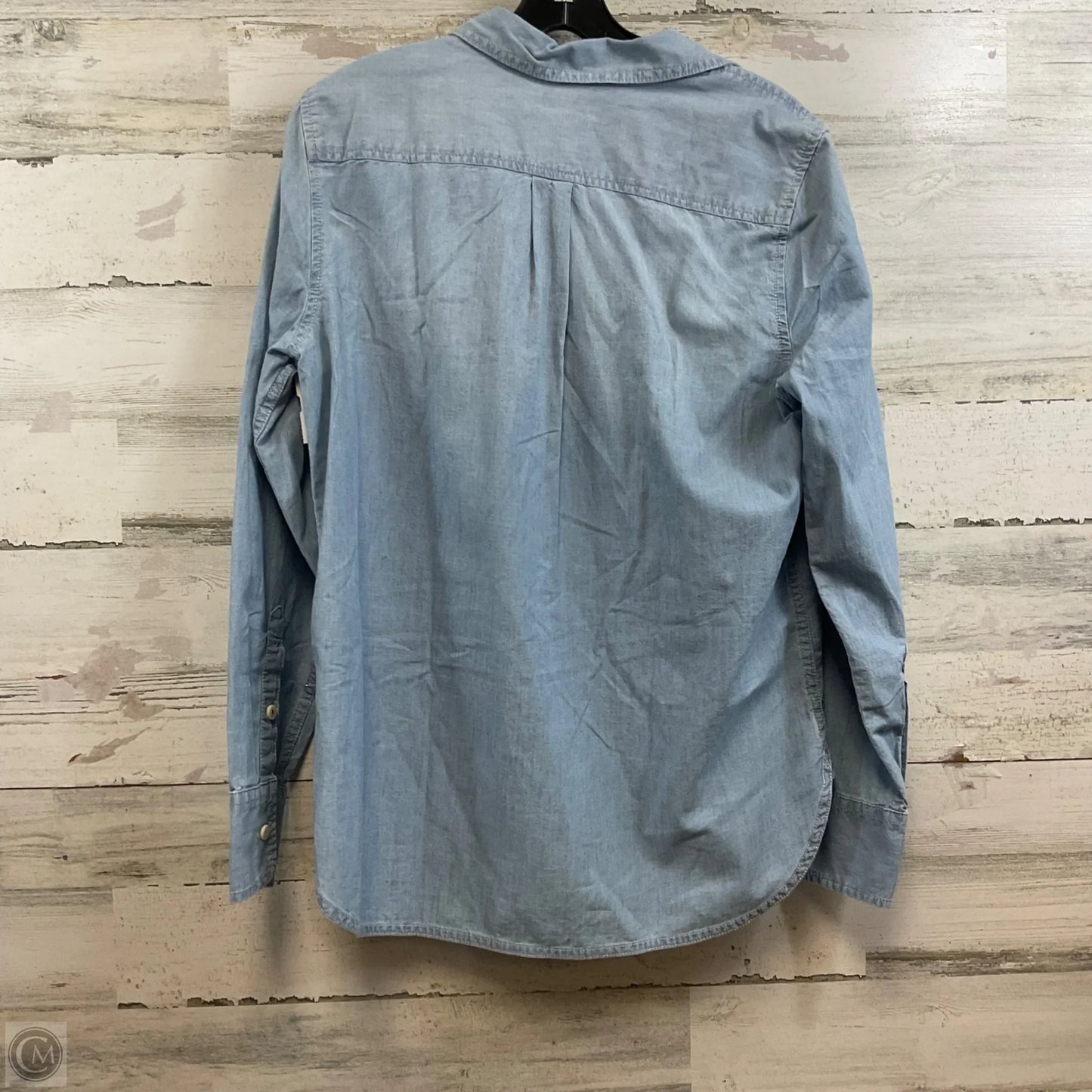 Blouse Long Sleeve By J. Crew In Blue Denim, Size: S