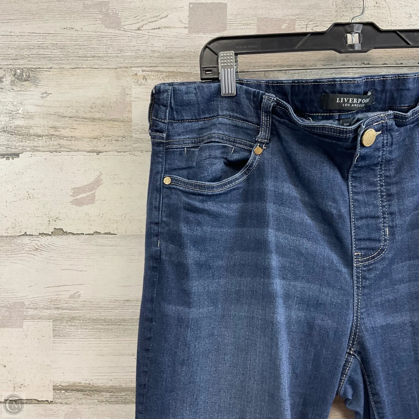 Jeans Cropped By Liverpool In Blue Denim, Size: 16