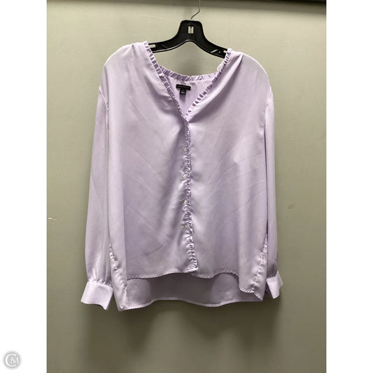 Blouse Long Sleeve By Ann Taylor In Purple, Size: Xl