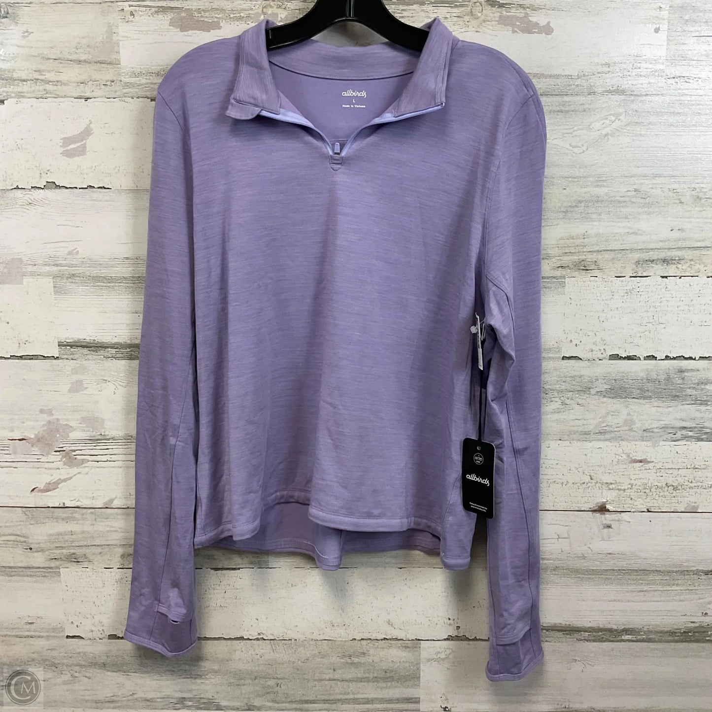 Athletic Top Long Sleeve Collar By Allbirds In Purple, Size: L
