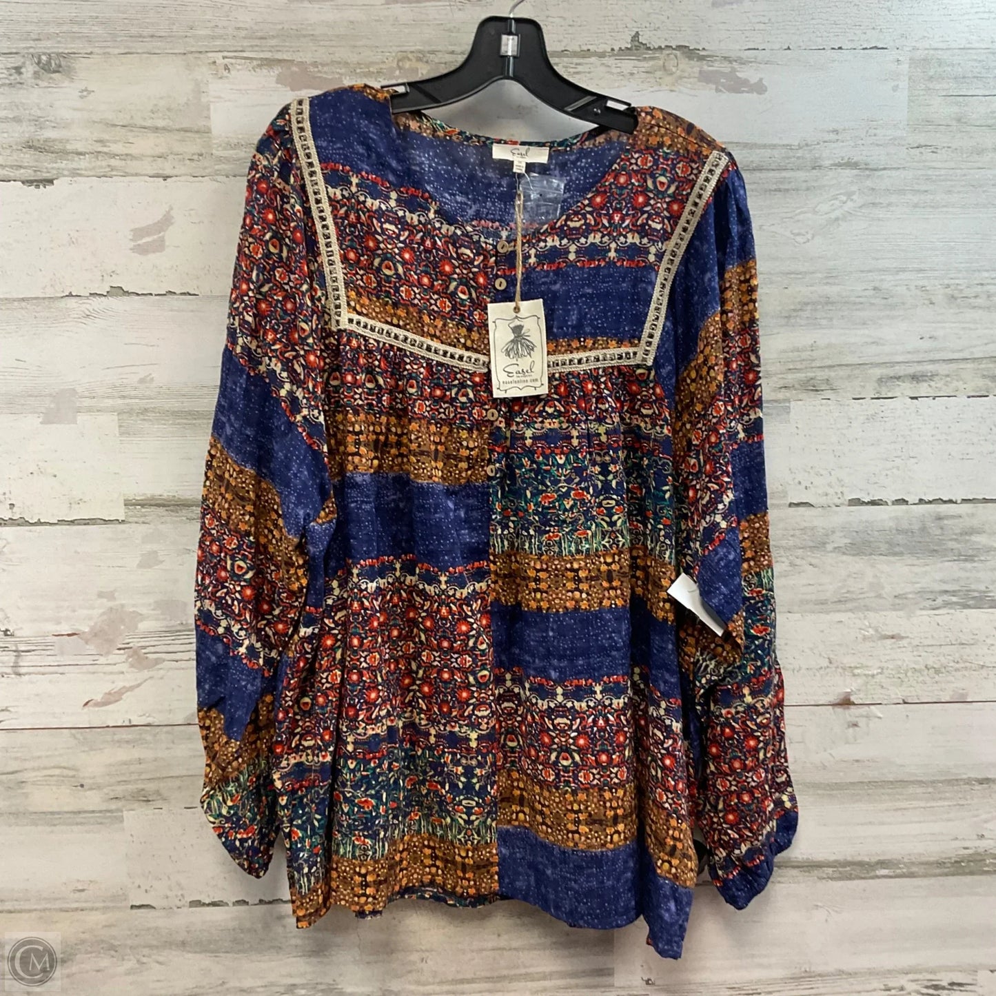 Top Long Sleeve By Easel In Blue, Size: 2x