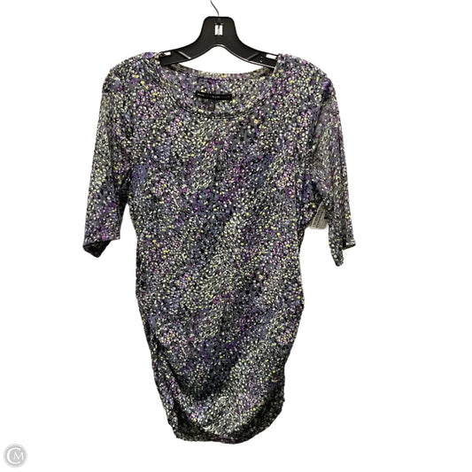 Blouse Short Sleeve By White House Black Market In Green & Purple, Size: L