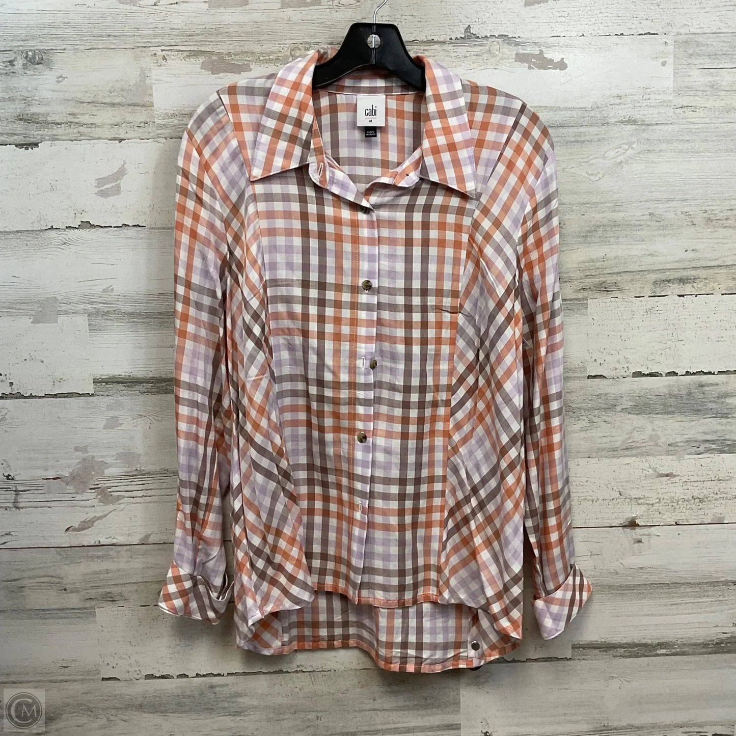 Blouse Long Sleeve By Cabi In Brown, Size: M