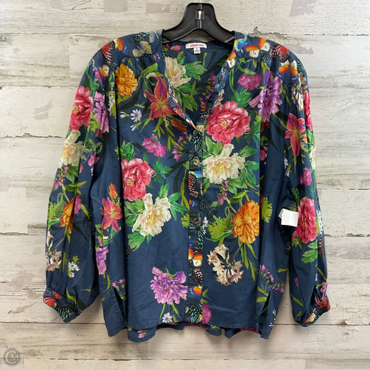 Top 3/4 Sleeve By Johnny Was In Blue, Size: S