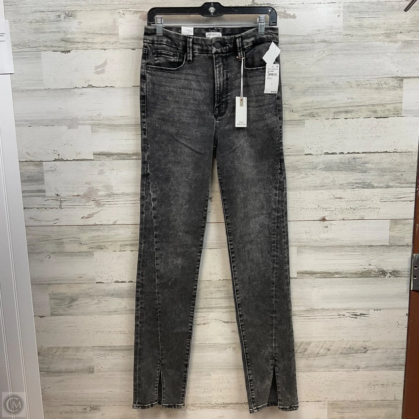Jeans Straight By Good American In Black Denim, Size: 8