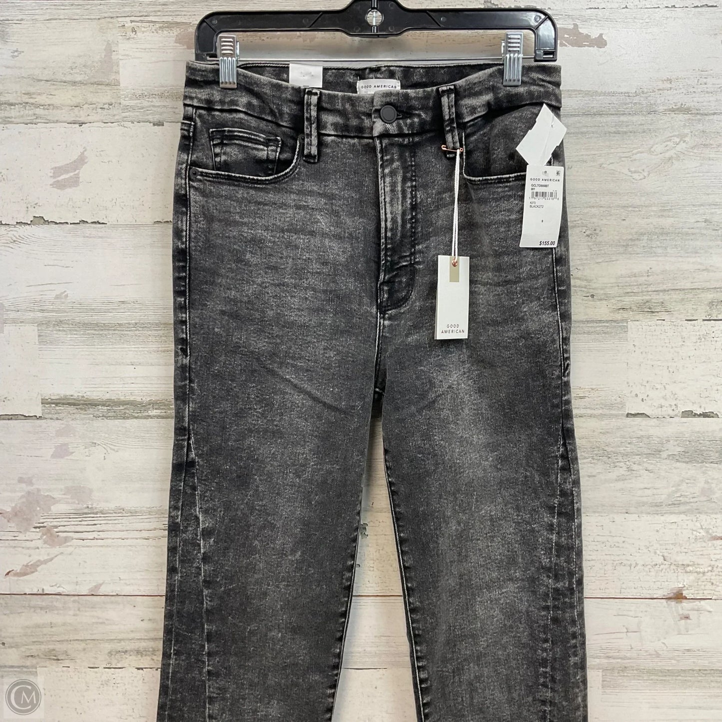 Jeans Straight By Good American In Black Denim, Size: 8