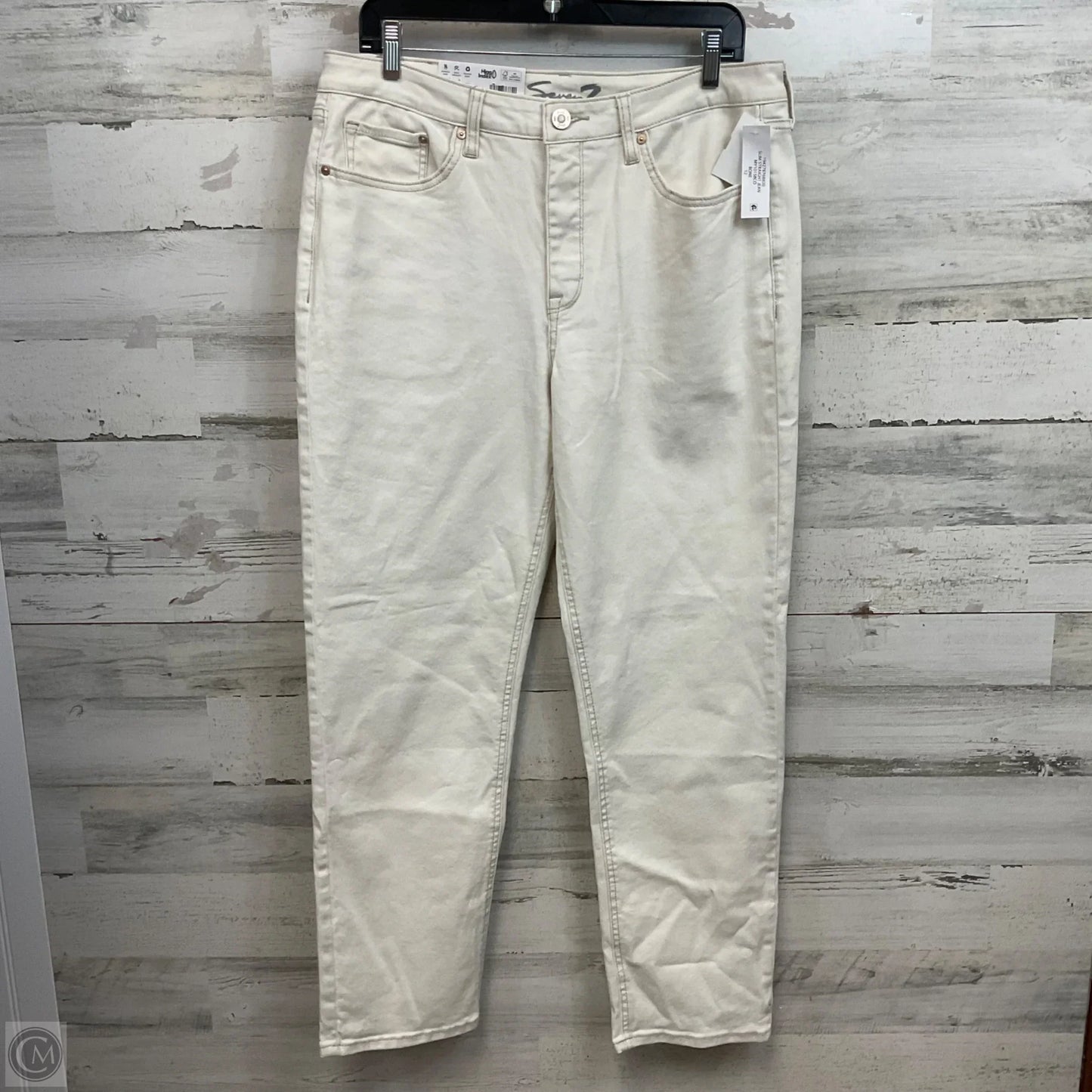 Jeans Straight By Seven 7 In Cream Denim, Size: 12