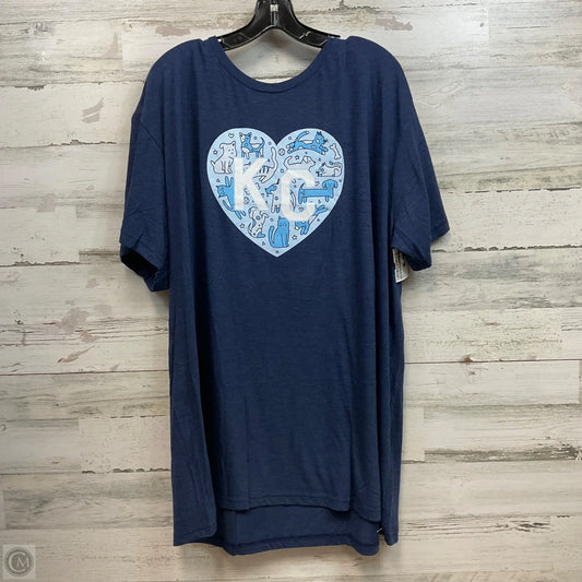 Top Short Sleeve By Charlie Hustle In Blue, Size: 3x