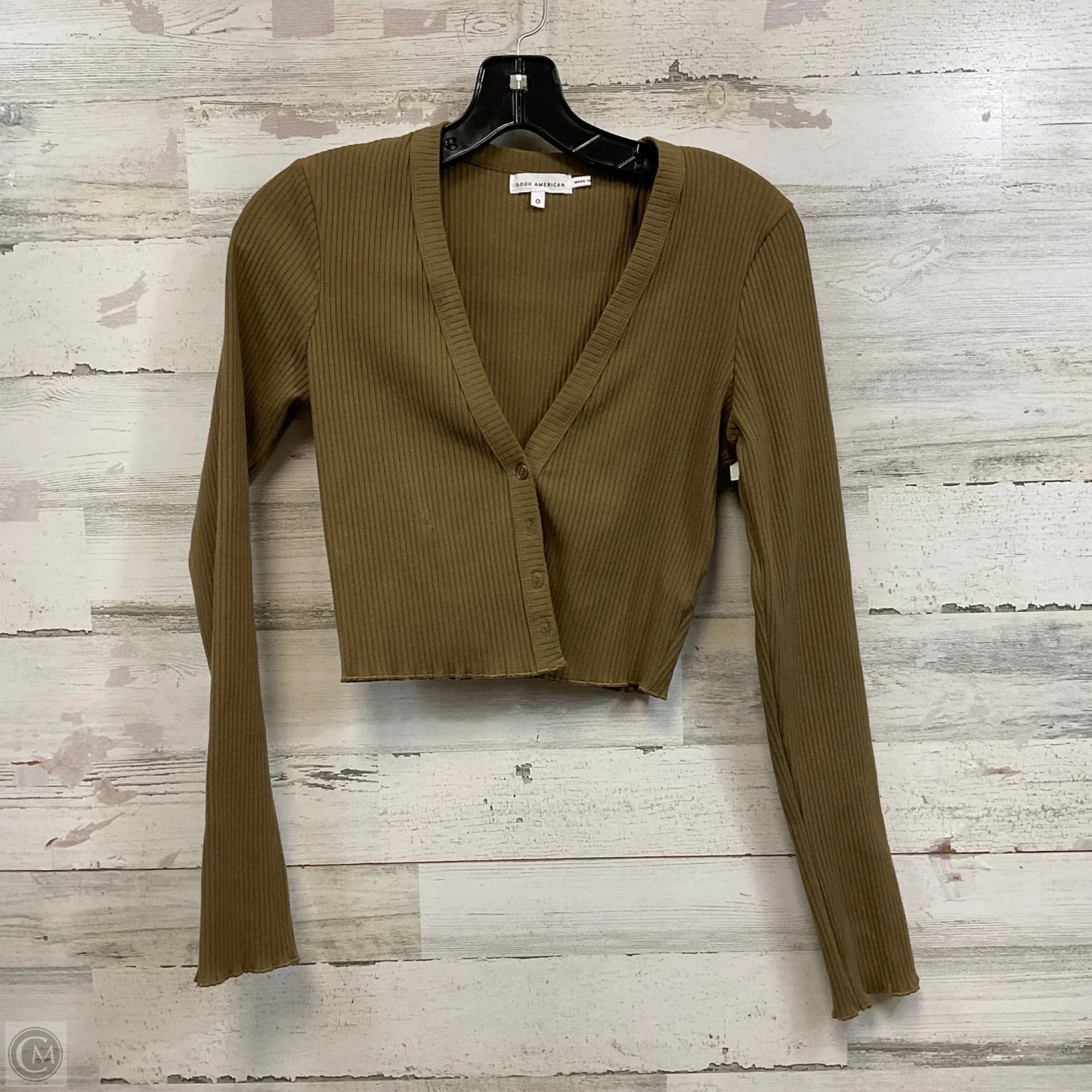 Top Long Sleeve By Good American In Green, Size: 0