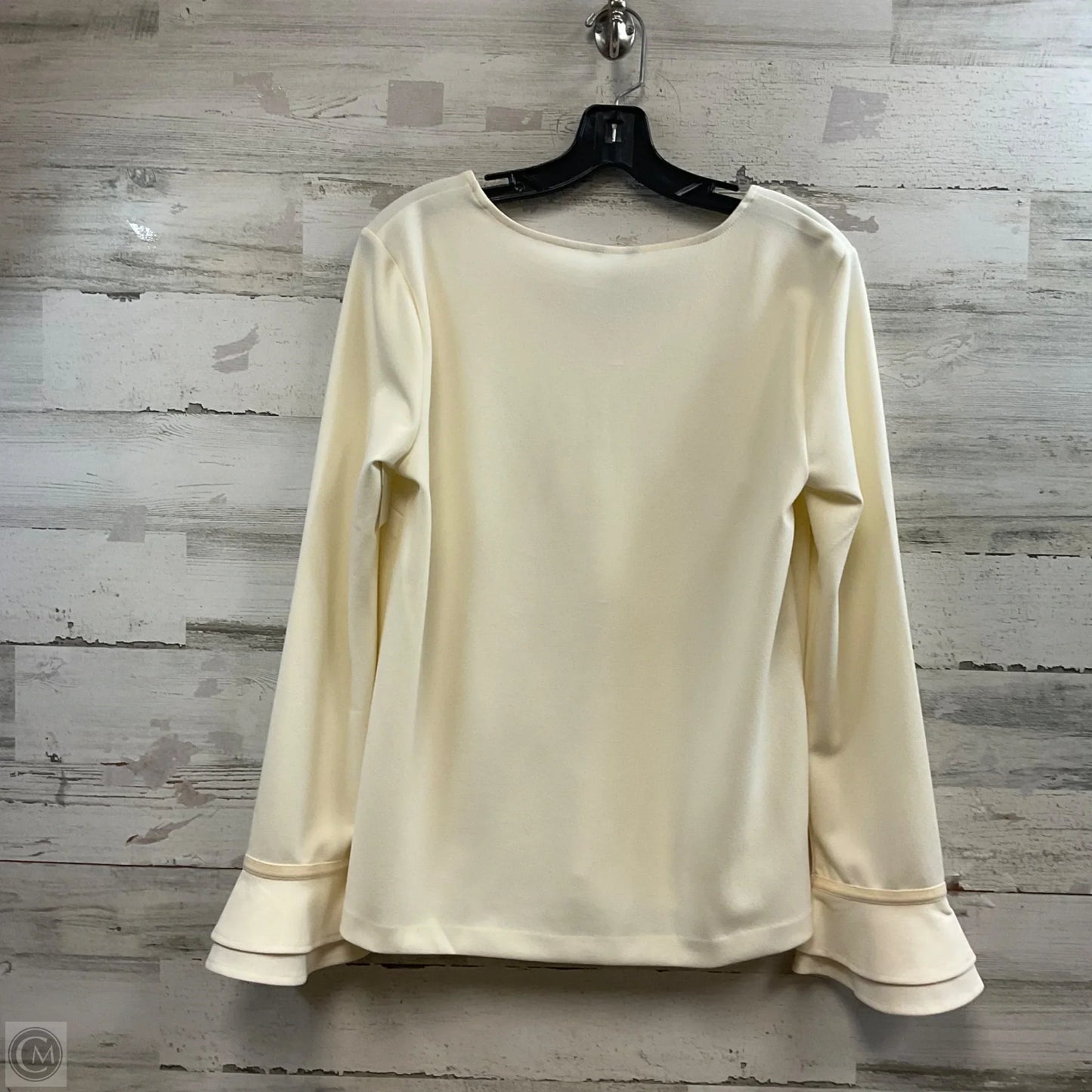 Blouse Long Sleeve By Ann Taylor In Cream, Size: M