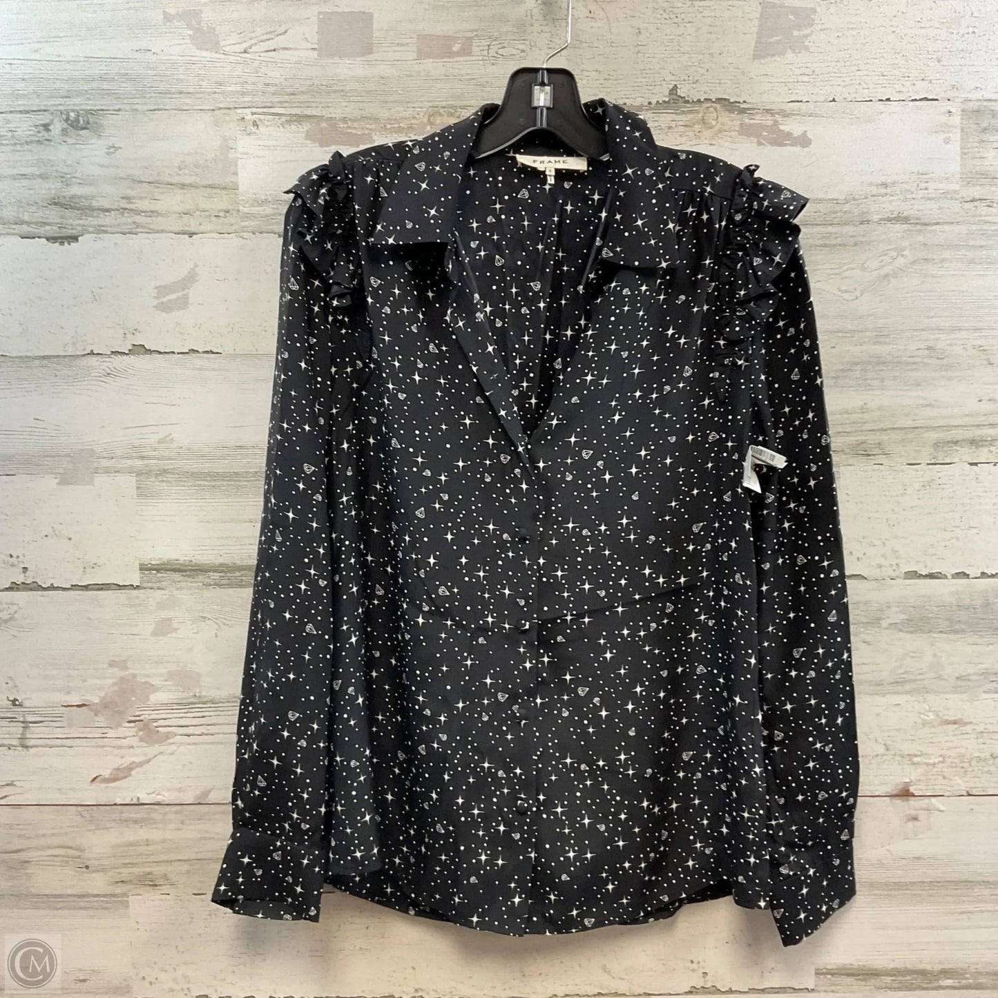 Blouse Long Sleeve By Frame In Black, Size: S