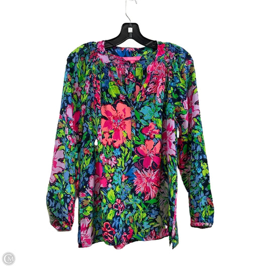 Blouse Long Sleeve By Lilly Pulitzer In Blue & Green, Size: M