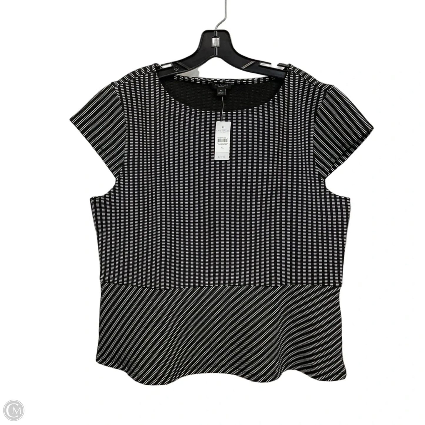 Blouse Short Sleeve By Ann Taylor In Black, Size: Xl