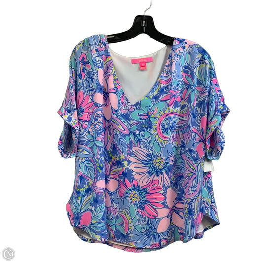 Blouse Short Sleeve By Lilly Pulitzer In Blue, Size: M