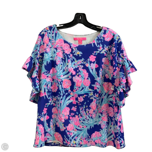 Blouse Short Sleeve By Lilly Pulitzer In Blue, Size: M