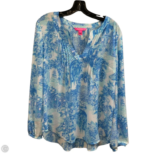 Blouse Long Sleeve By Lilly Pulitzer In Blue, Size: M