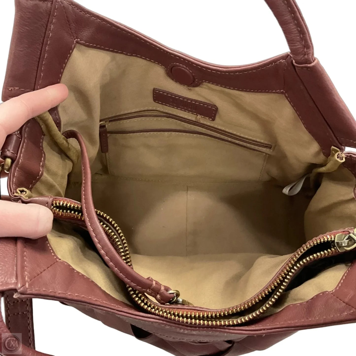 Handbag Leather By Hobo Intl, Size: Medium