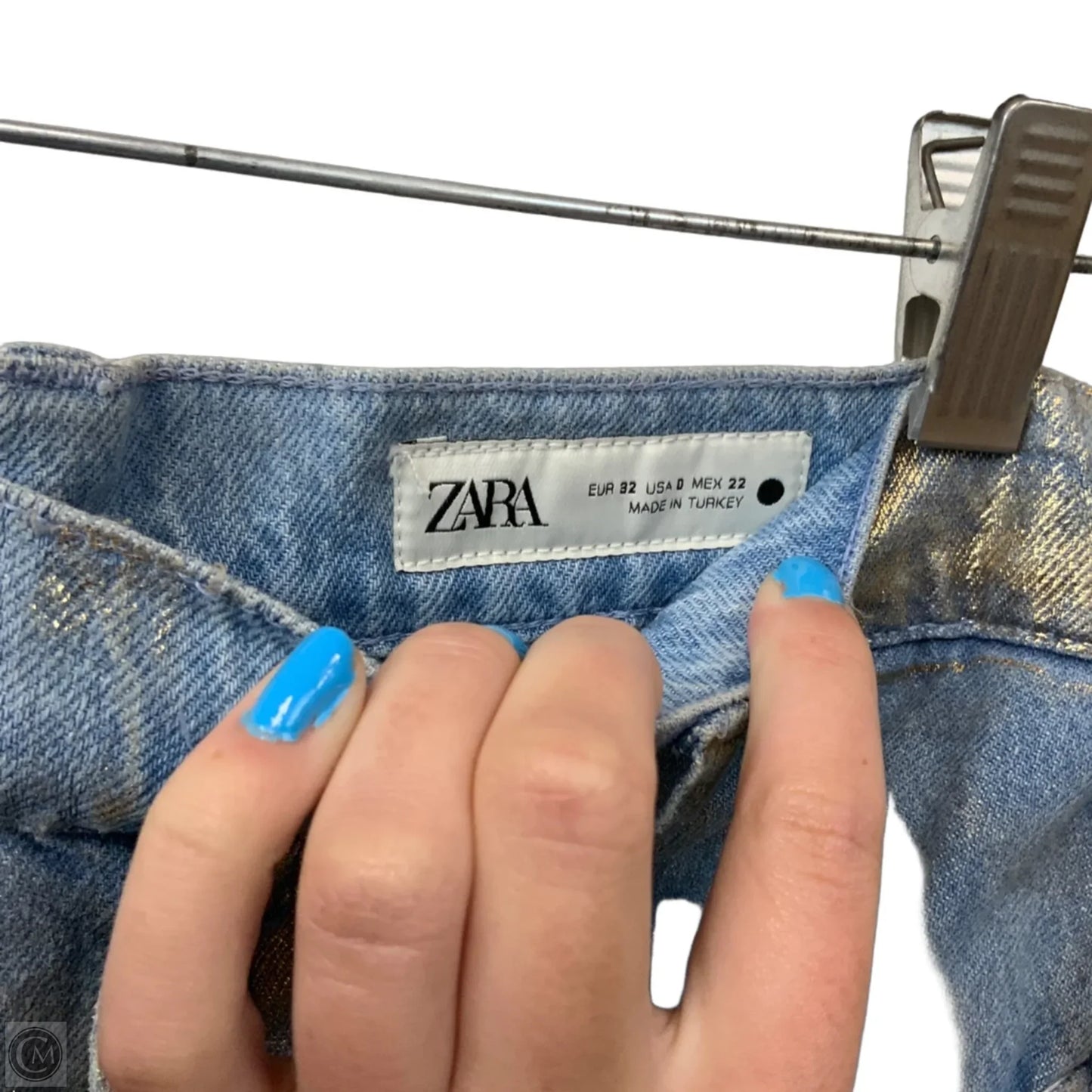 Jeans Straight By Zara In Blue Denim, Size: 0