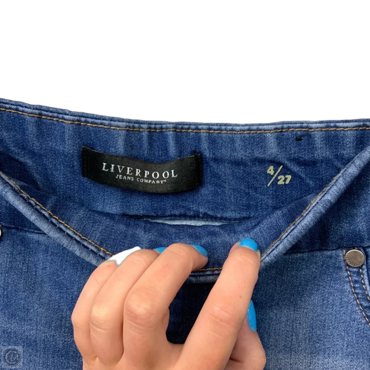 Jeans Skinny By Liverpool In Blue Denim, Size: 4