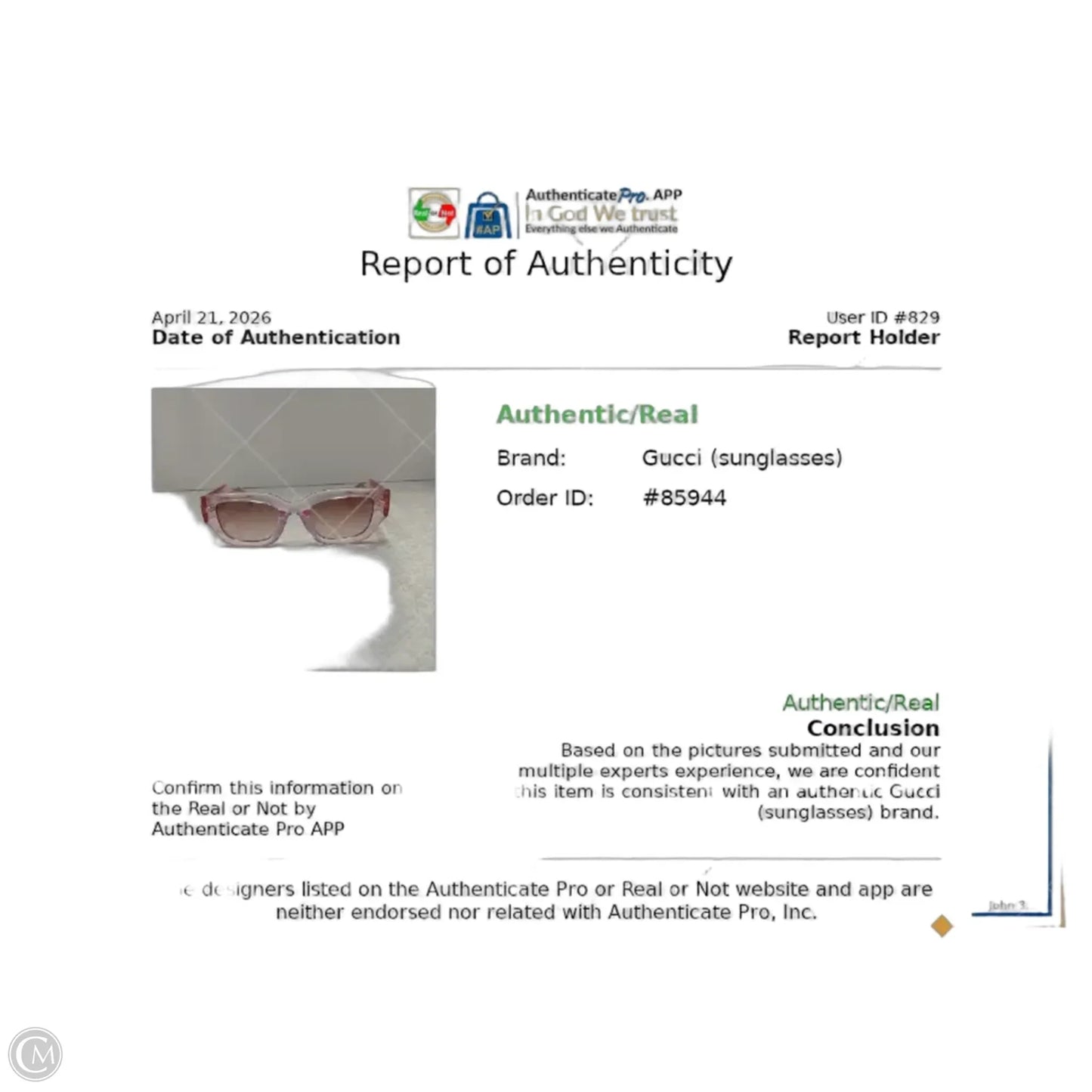 Sunglasses Luxury Designer By Gucci