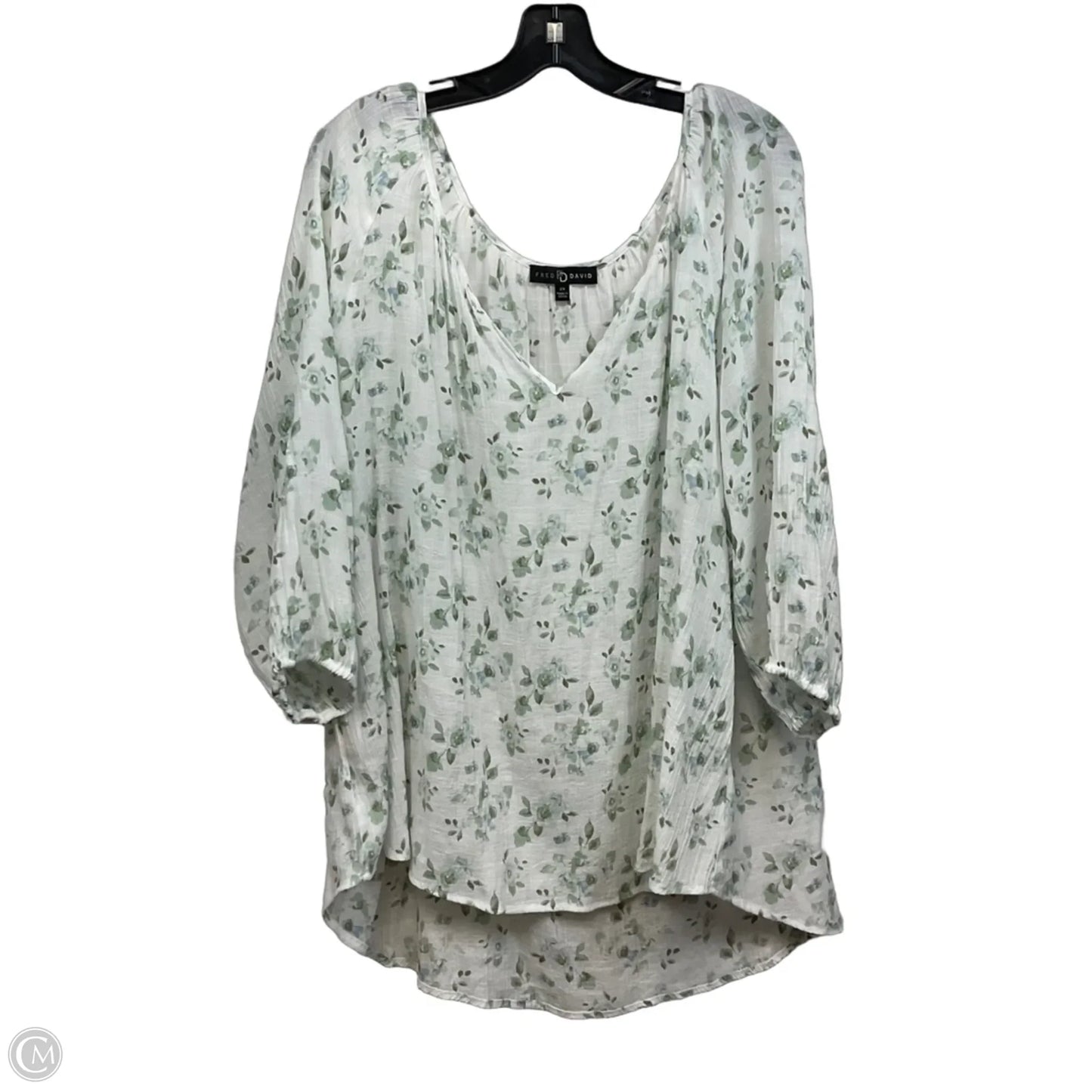 Top Short Sleeve By Fred David In White, Size: 2x