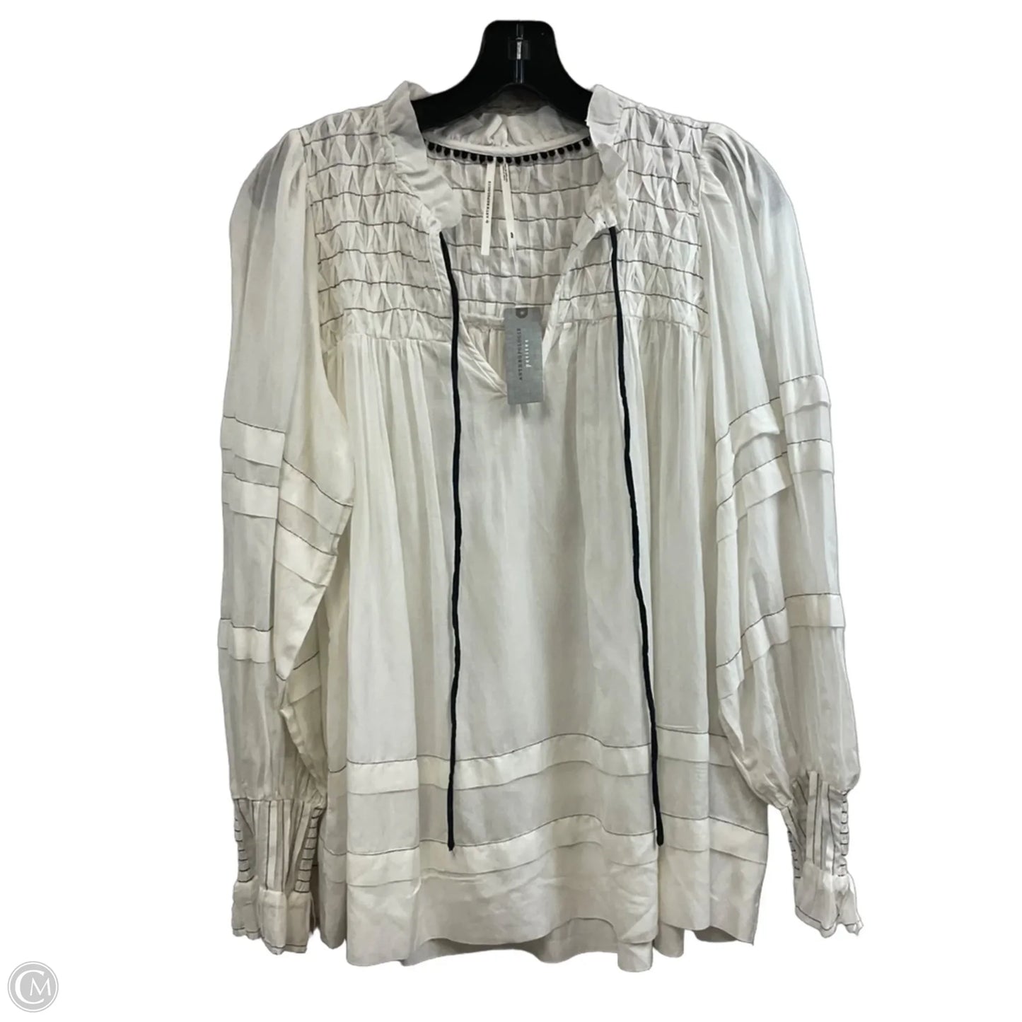 Blouse Long Sleeve By Anthropologie In White, Size: Xsp