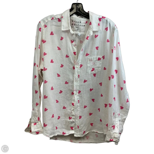 Blouse Long Sleeve By Frank And Eileen In White, Size: M