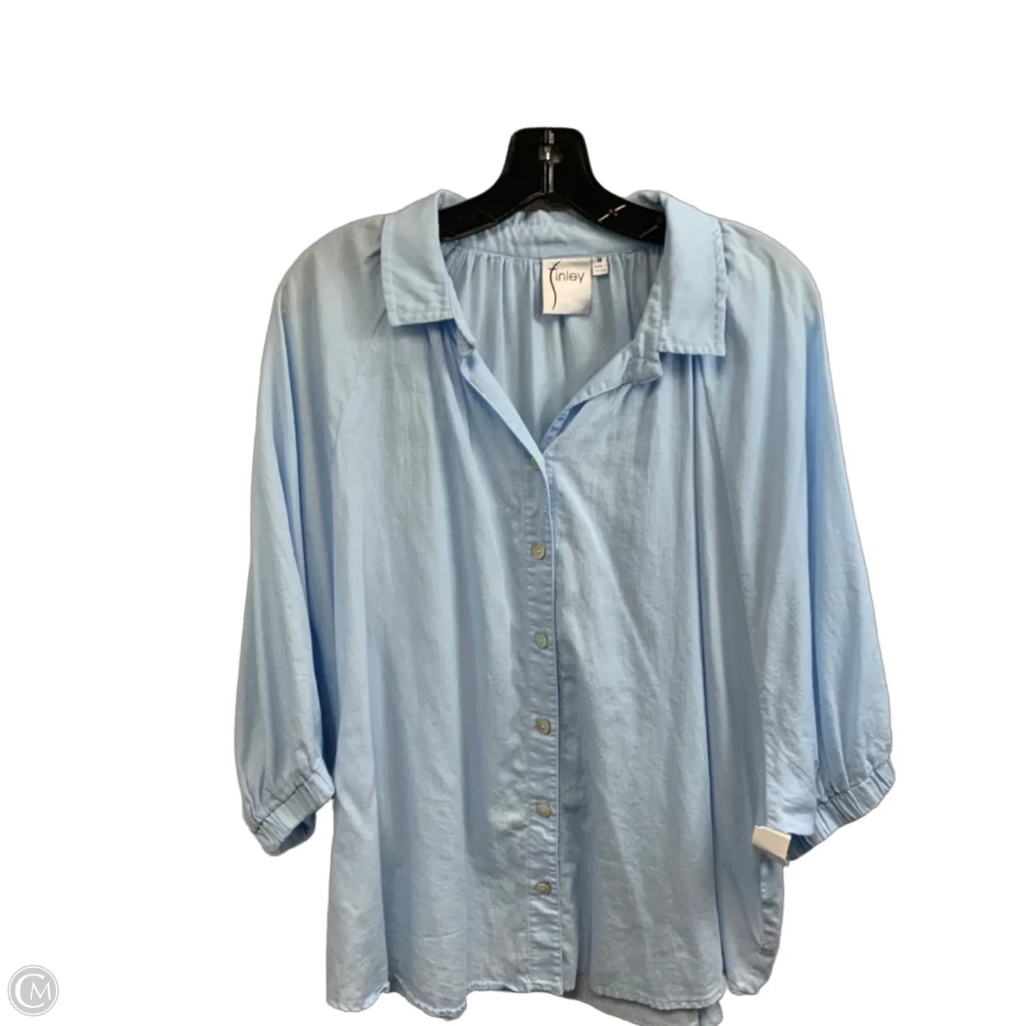 Blouse Short Sleeve By FINLEY In Blue, Size: M