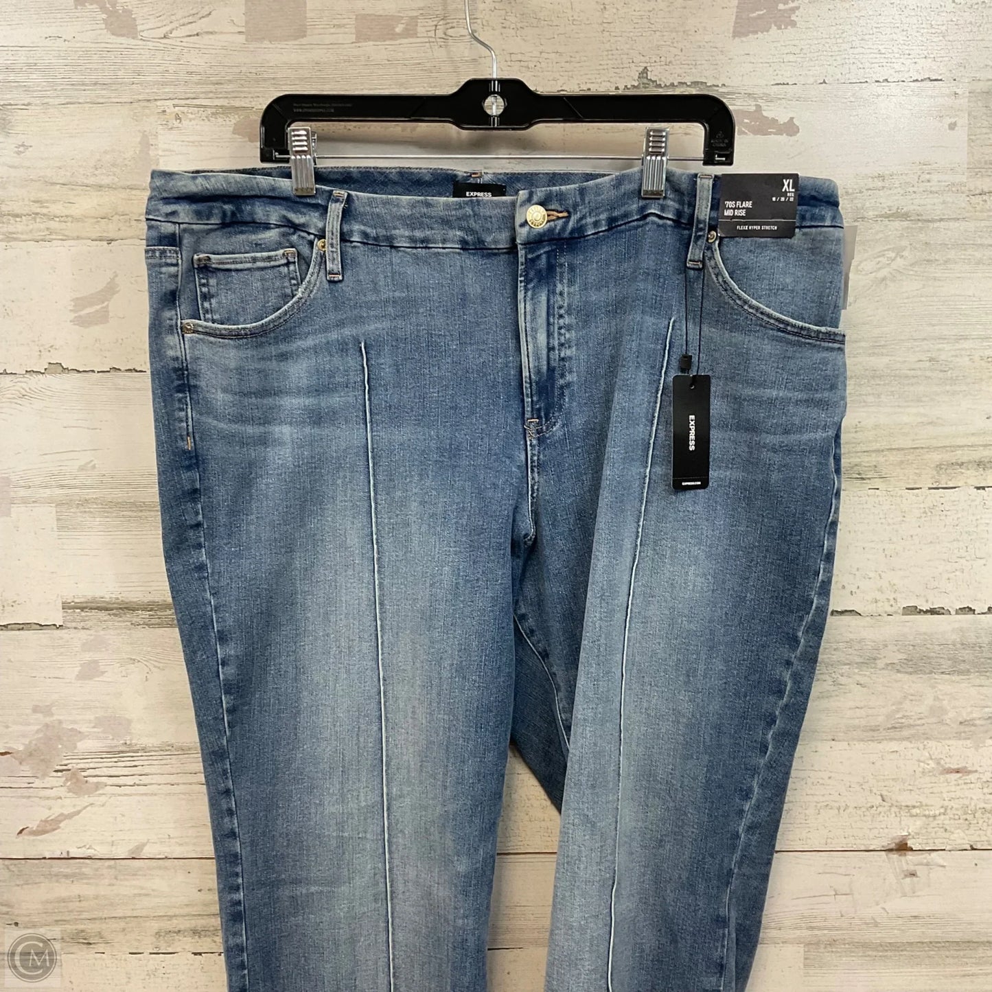 Jeans Flared By Express In Blue Denim, Size: Xl