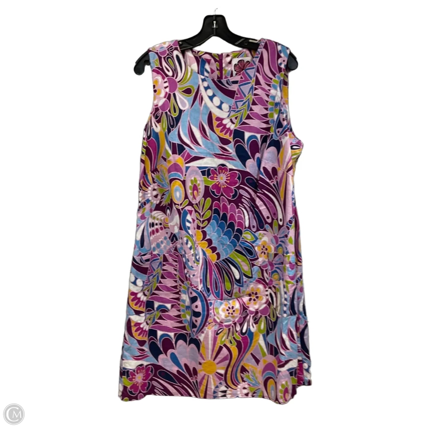 Dress Casual Midi By LESLEY EVERS In Purple & White, Size: 1x