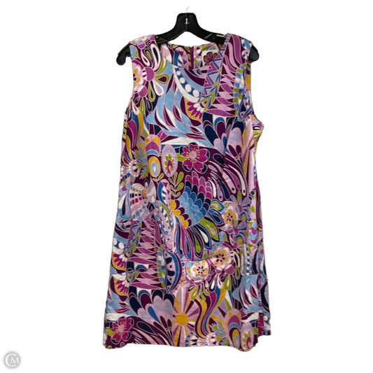 Dress Casual Midi By LESLEY EVERS In Purple & White, Size: 1x