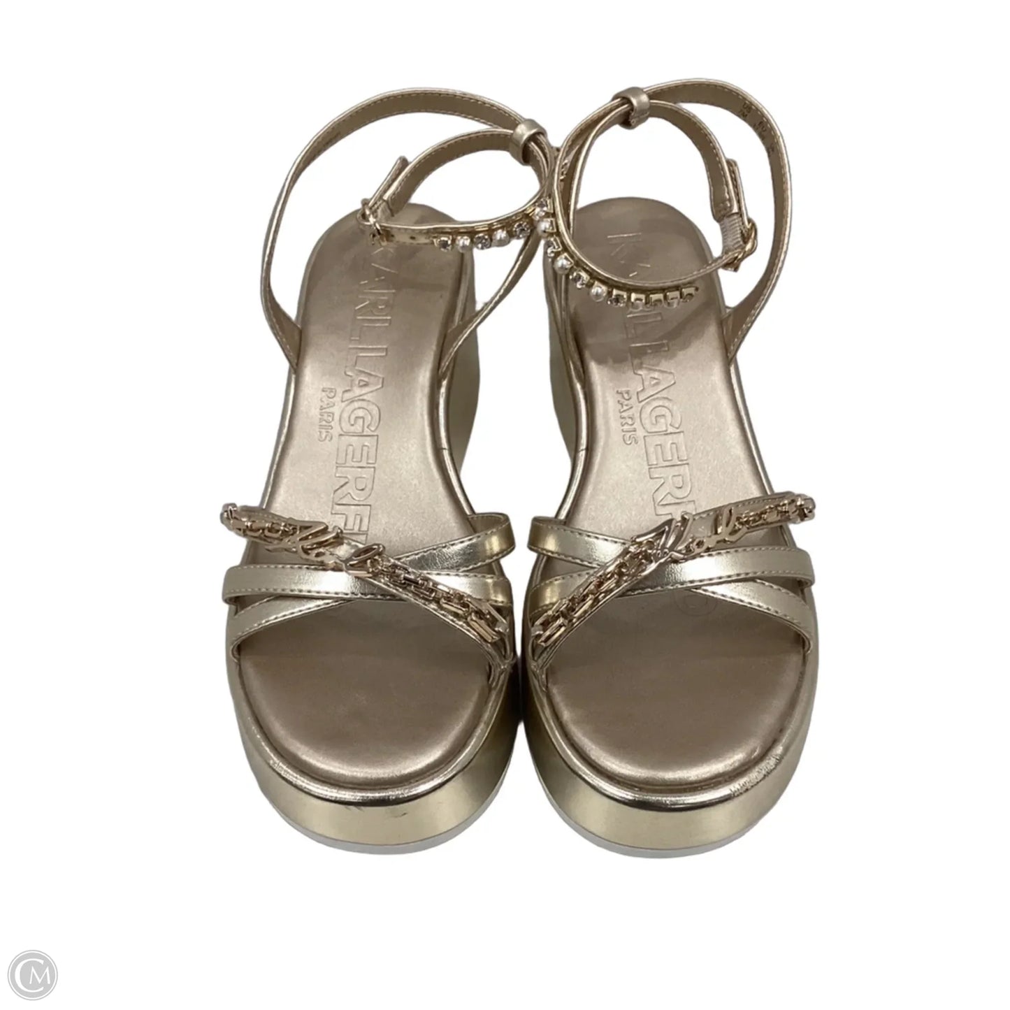 Sandals Heels Platform By Karl Lagerfeld In Gold, Size: 7
