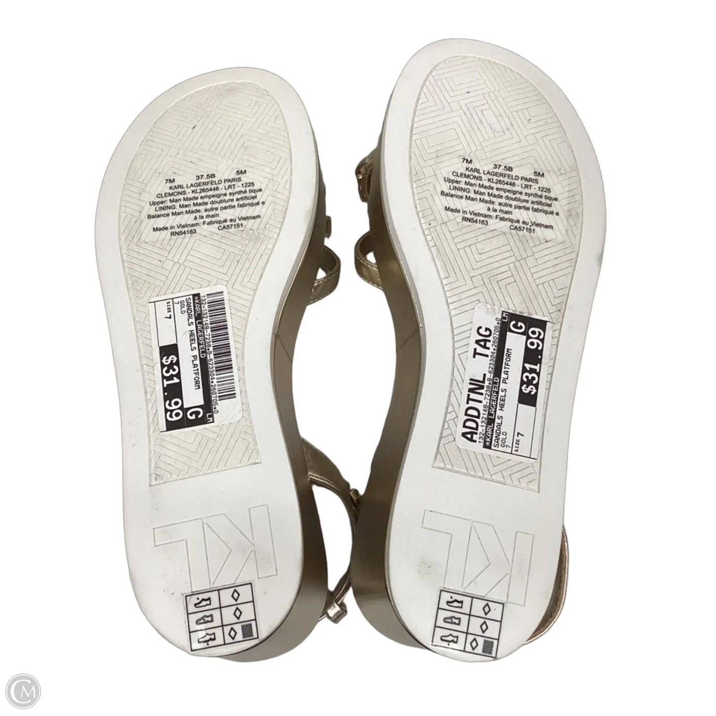 Sandals Heels Platform By Karl Lagerfeld In Gold, Size: 7