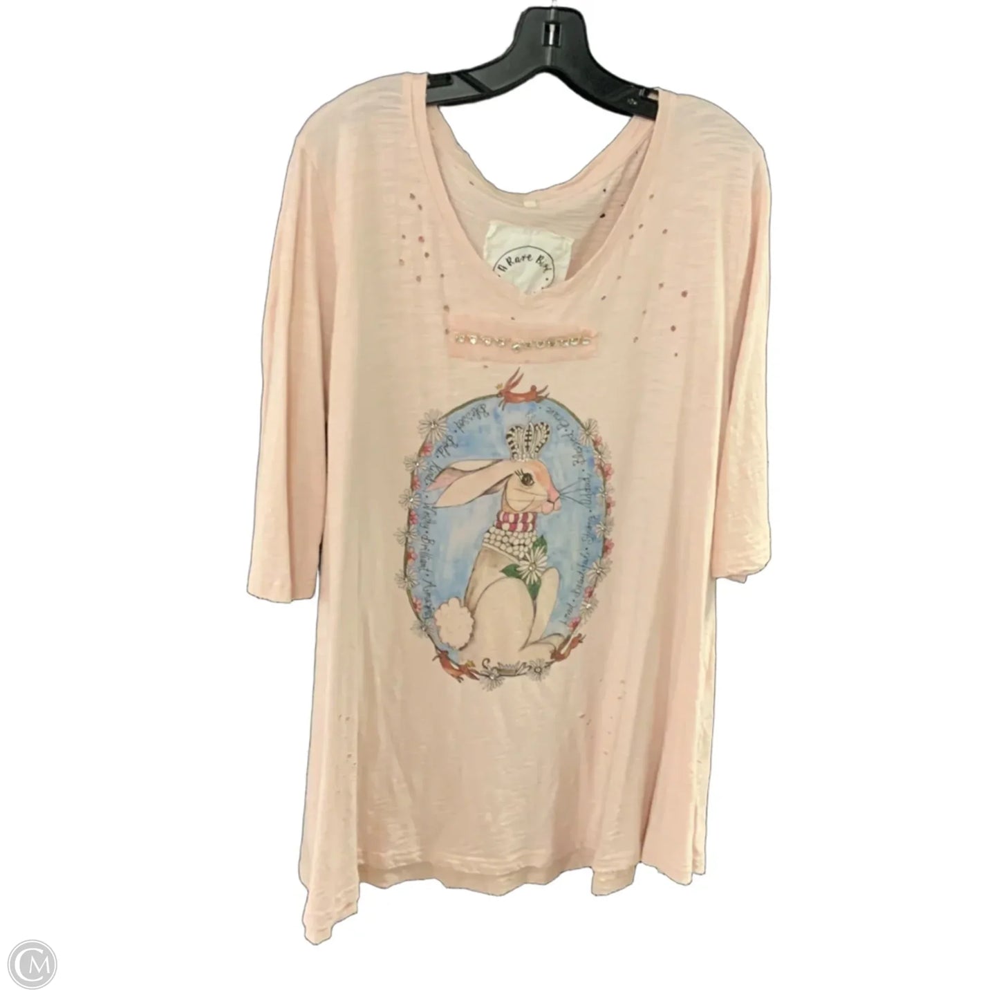 Top Short Sleeve By A Rare Bird In Pink, Size: Xl