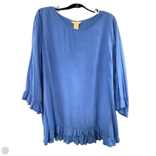 Top Long Sleeve Basic By Multiples In Blue, Size: 3x