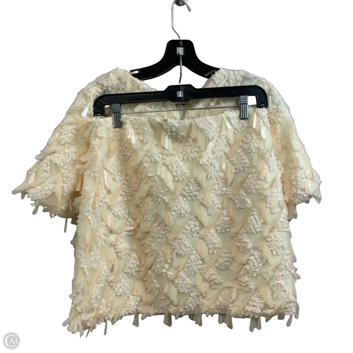 Top 2pc Short Sleeve By Storia In Cream, Size: L