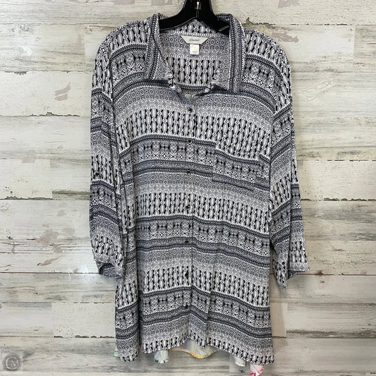 Blouse Long Sleeve By Cj Banks In Blue, Size: 3x