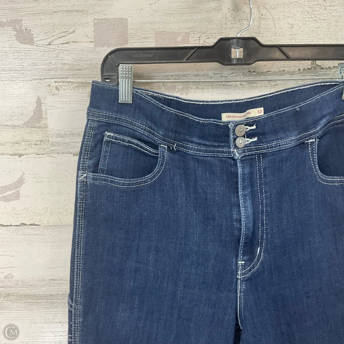 Jeans Straight By Levis In Blue Denim, Size: 14