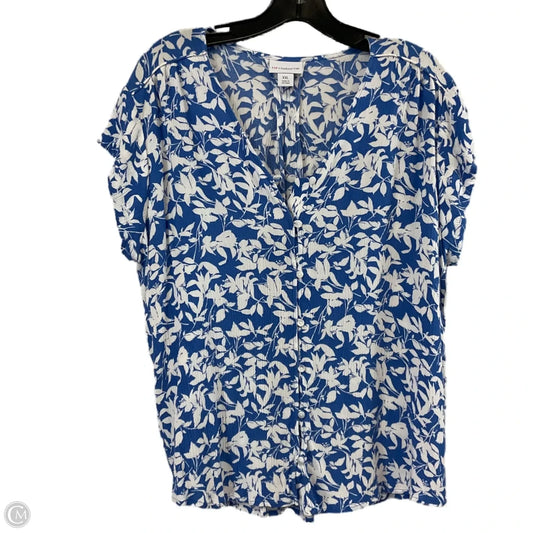 Blouse Short Sleeve By Liz Claiborne In Blue, Size: Xxl