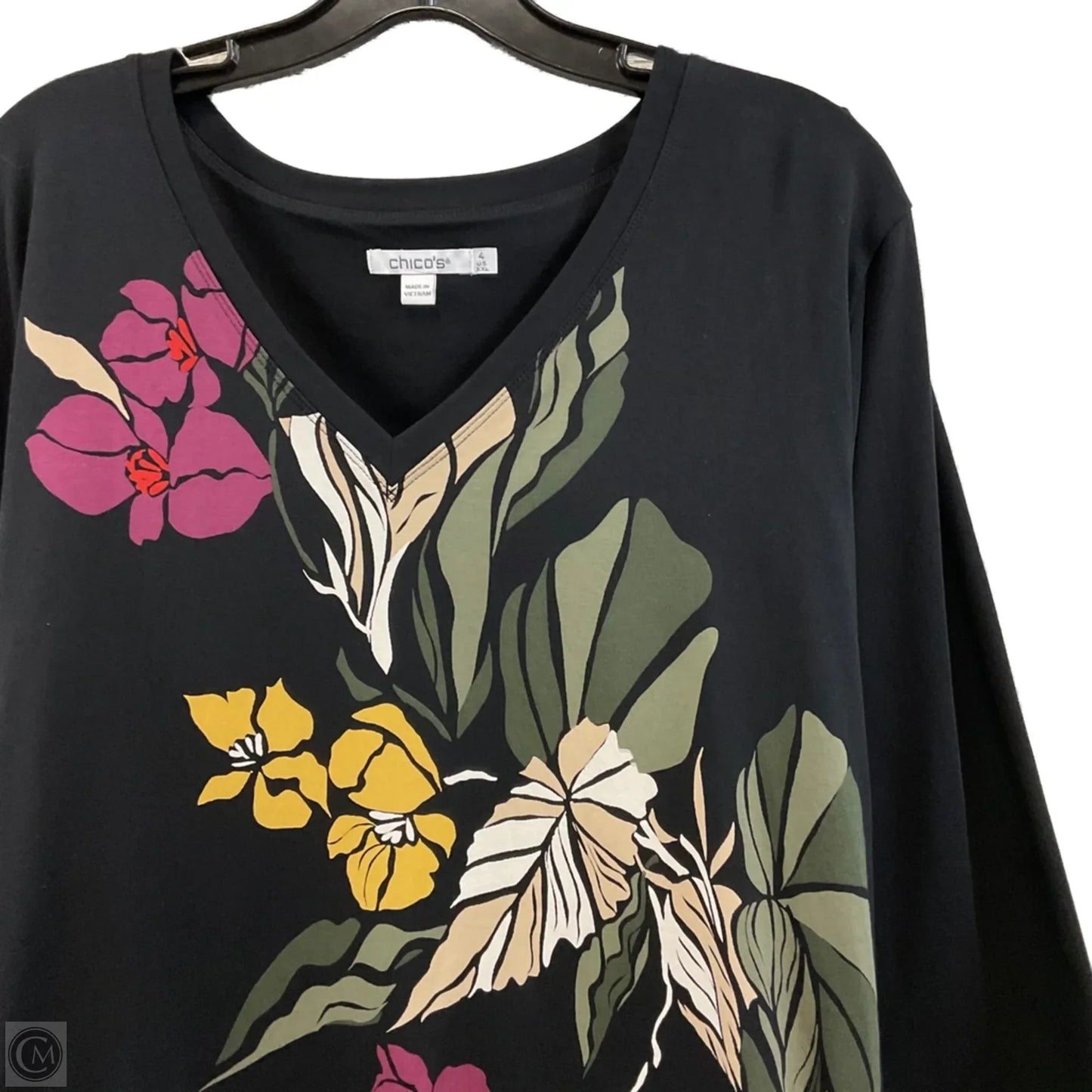 Top Long Sleeve By Chicos In Black, Size: Xxl