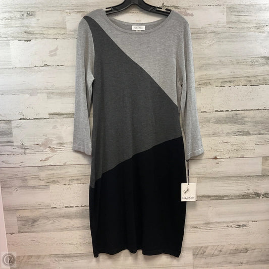 Dress Sweater By Calvin Klein In Grey, Size: L