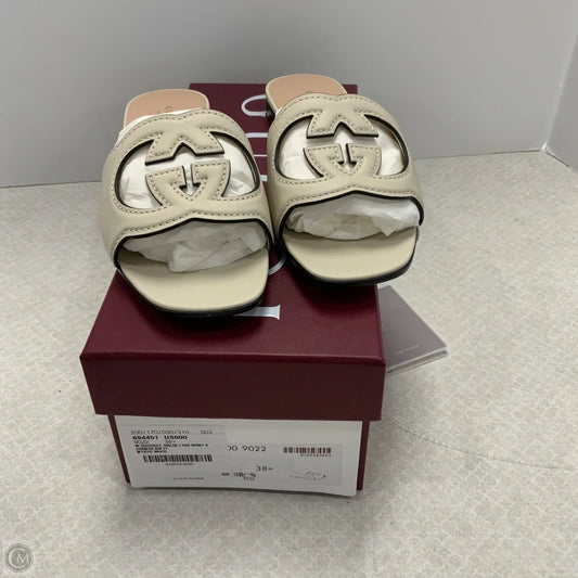 Shoes Luxury Designer By Gucci In Cream, Size: 8.5