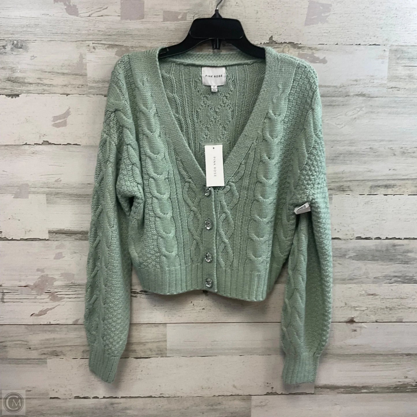 Sweater Cardigan By Pink Rose In Green, Size: S